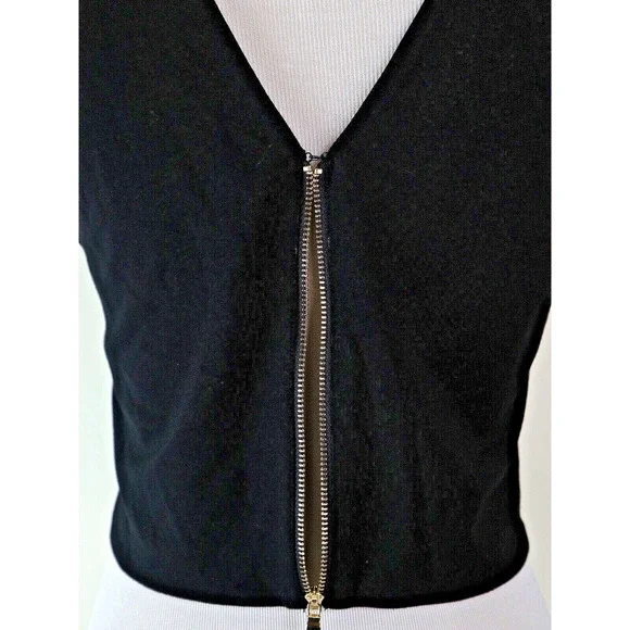 Ali & Jay Size L Disco Ball Copper Sequin Crop Top Black Zip Back - Picture 9 of 13